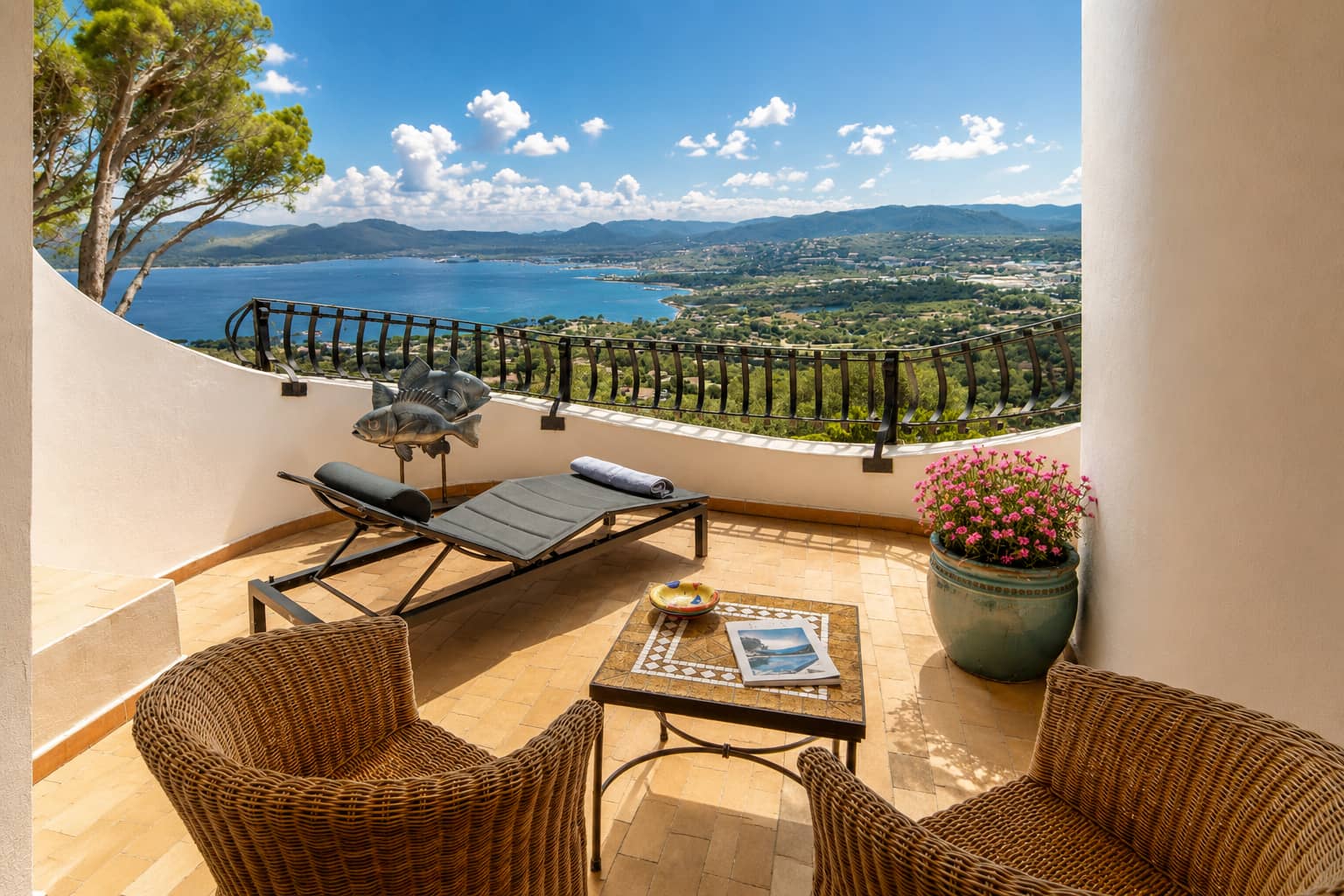 Balcon privé avec vue sur la mer, dans l'esprit de Dalida, au Domaine Diva